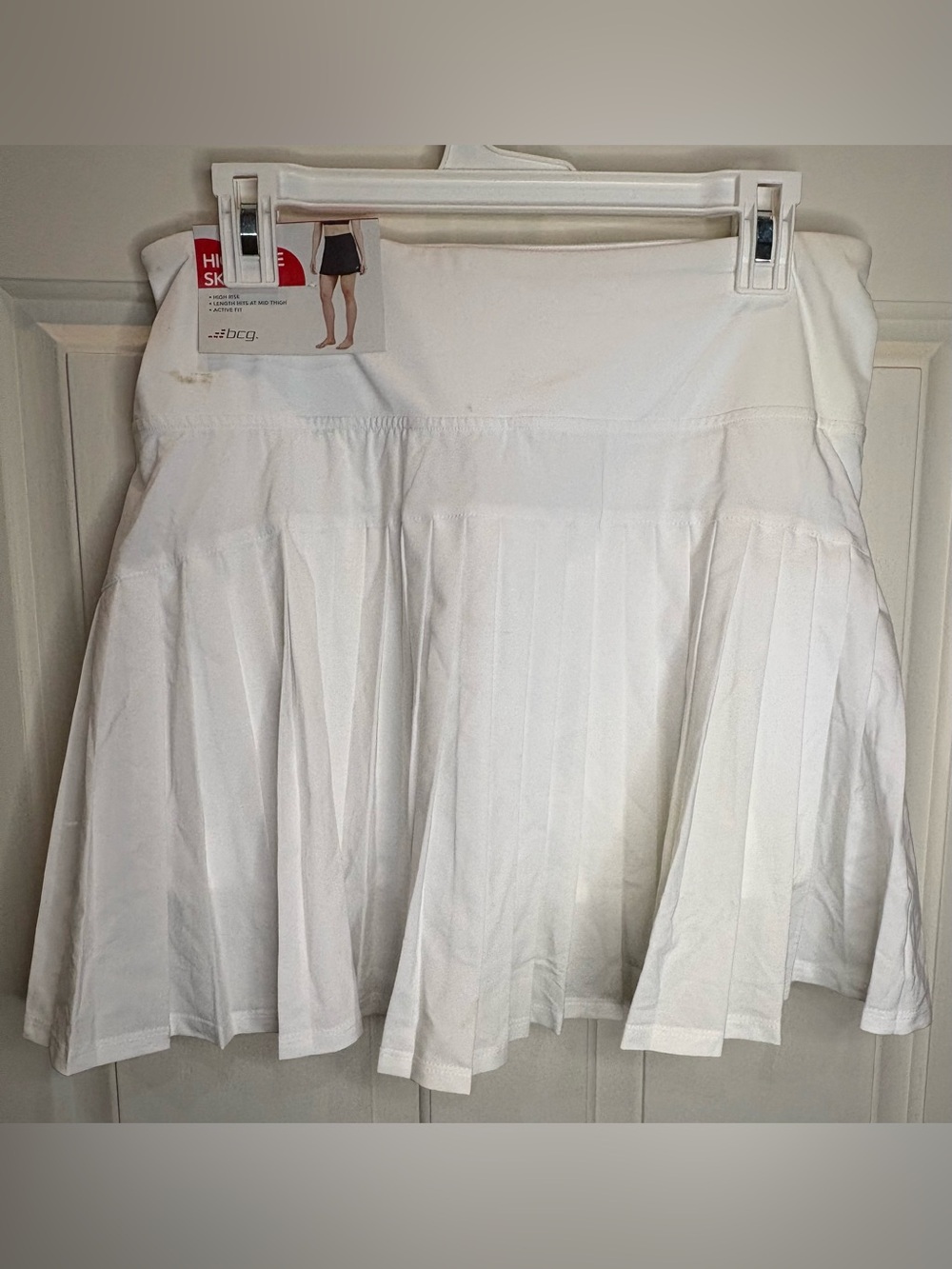 BCG Women’s White High Rise Athletic Skort Size L Pull-On Stretch Tennis Golf